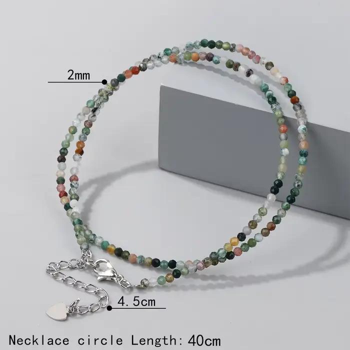 Collier de perles à facettes en pierre naturelle de 2mm, pierre de lune lapis lazuli Malachite, chaînes de perles simples à la mode pour hommes et femmes, bijoux cadeaux