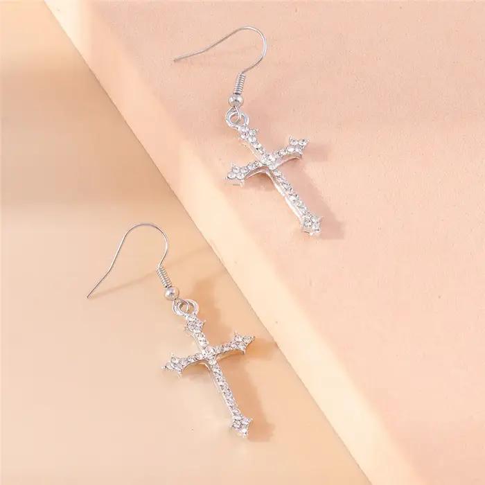 Boucles d'oreilles croisées en cristal de Zircon éblouissantes pour femmes romantique classique vintage gothique punk hip hop occasions spéciales