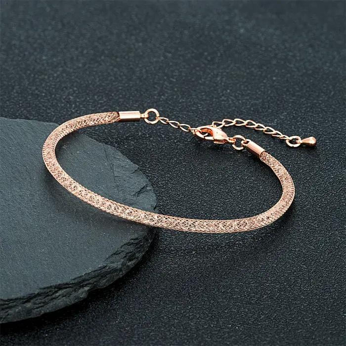 Bracelet ajustable en maille de cristal pour hommes et femmes, plaqué or, acier, noir, rose or, bijou élégant et durable pour couples et amis