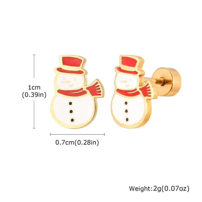 Boucles d'oreilles de Noël en acier inoxydable pour femmes, arbre de Noël mignon, accessoires Stus d