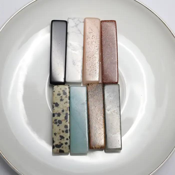 Perle rectangulaire en pierre semi-précieuse naturelle