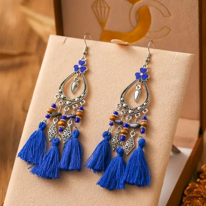 Boucles d'oreilles bohème en forme de cœur et de fleur pour femmes