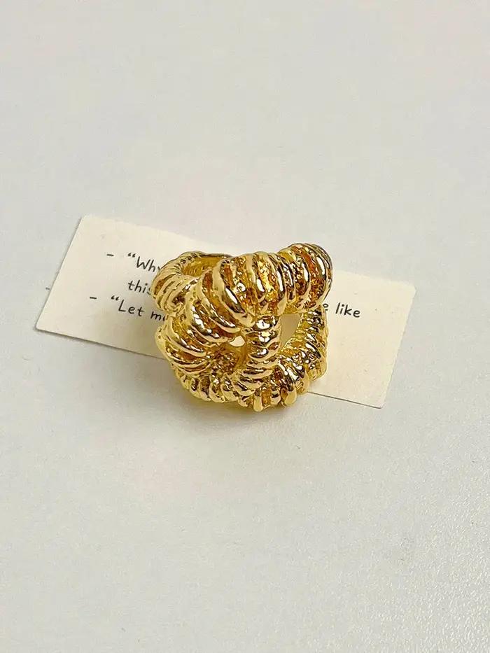 Bagues ouvertes épaisses en métal d'agate noire plaquée or Vintage pour femmes et filles, accessoire
