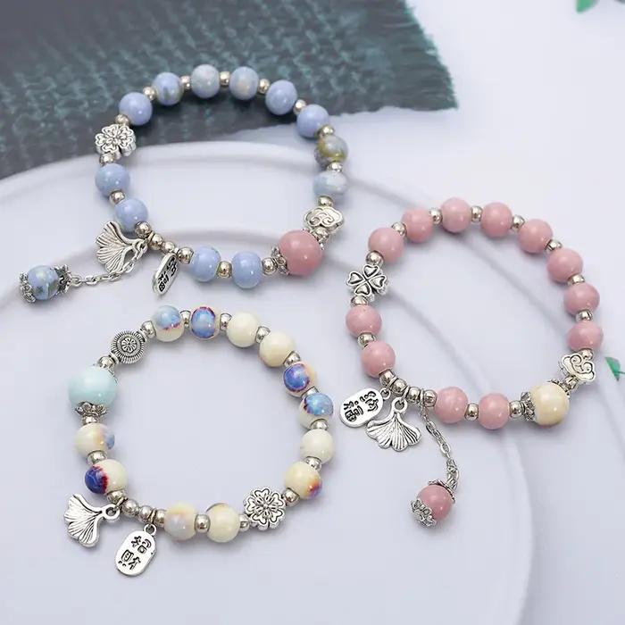 Bracelet en céramique rétro artistique pour femme