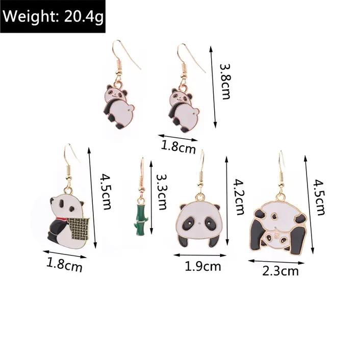 5 paires de jolies boucles d'oreilles Panda en bambou pour femmes et filles