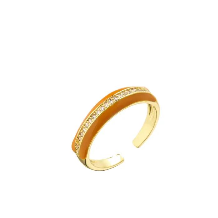 Bague mignonne en laiton plaqué or 18 carats pour femmes