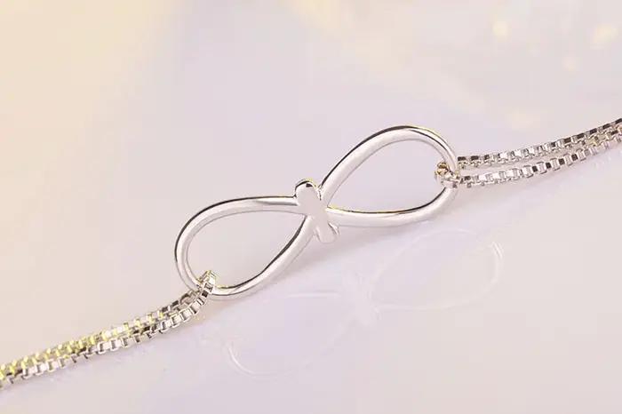 Bracelets infini en argent Sterling 925 pour femmes