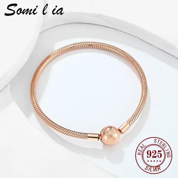 Bracelet en argent sterling 925 avec perles rondes serpent design pour femmes cadeau occasion spéciale bijou élégant