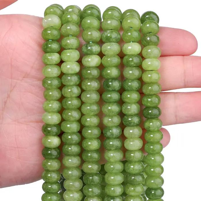 Perles d'olivine naturelles en forme de rondelle abaque 5x8mm, plates et rondes, pour la fabrication de bijoux, breloques DIY, bracelets, perles en vrac