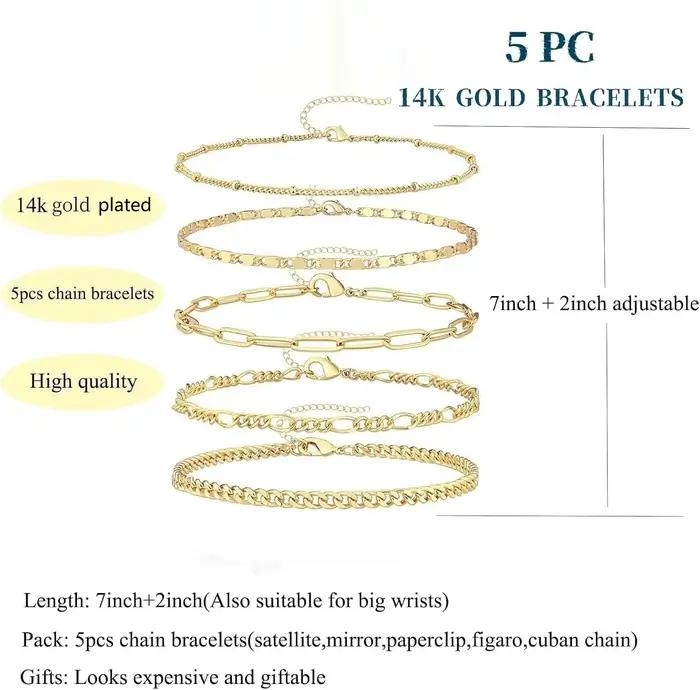 Bracelets à la mode en plaqué or 14 carats pour femmes élégants et empilables pour toutes les occasions spéciales