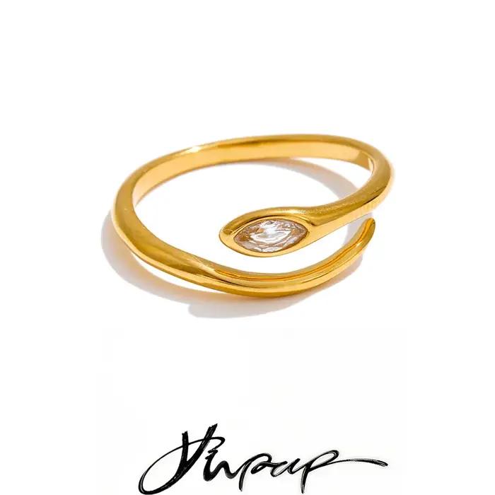 Yhpup – bague serpent réglable en acier inoxydable et zircone