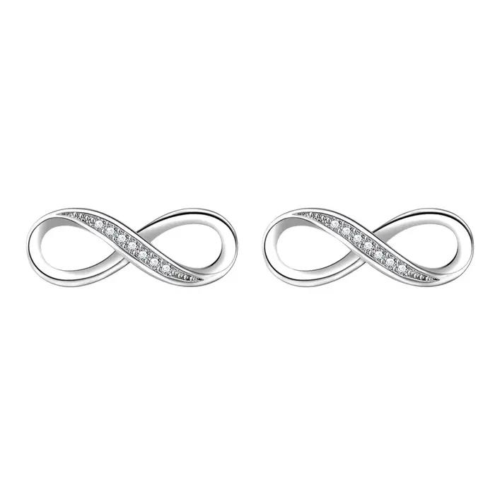 Boucles d'oreilles en argent sterling 925 avec zircon motif amour infini élégantes pour femmes occasions spéciales engagement mariage