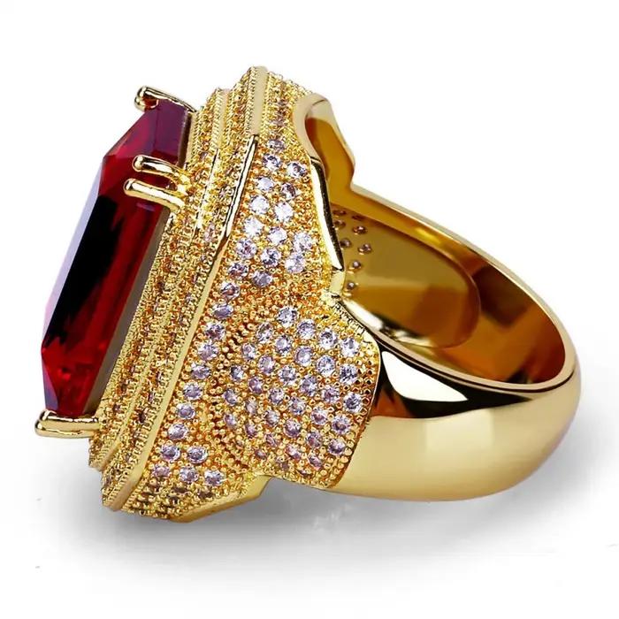 Bague Hip Hop de luxe haut de gamme plaquée or