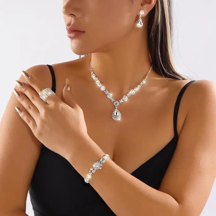 Ensemble de bijoux de luxe en cristal vert pour femmes