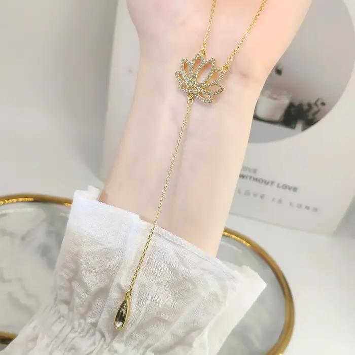 Original 2025 élégant vert cristal ensemble de bijoux fins pour les femmes or en forme d'éventail petite feuille collier boucles d'oreilles Bracelets bagues