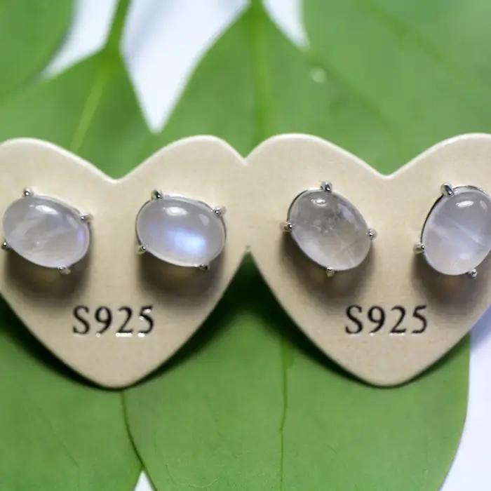 Boucles d'oreilles Meihan Natural Charm en argent sterling 925 avec pierres précieuses naturelles de charoïte