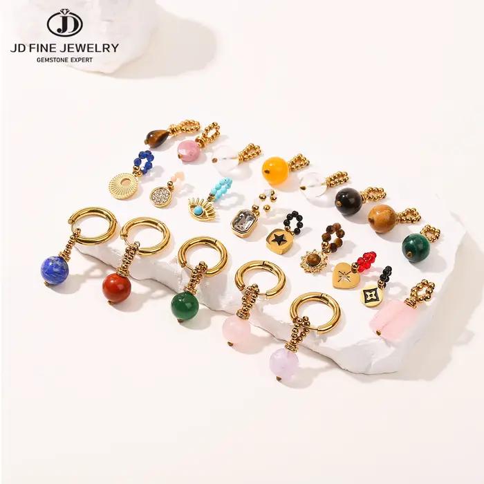 JD – boucles d'oreilles pendantes en pierre naturelle pour femmes