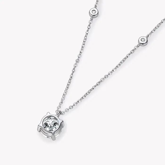 OXTAO – collier avec pendentif en moissanite de luxe, 2 carats, avec certificat, pour femmes, bijoux de mariage, couleur D, rempli d'or 14K