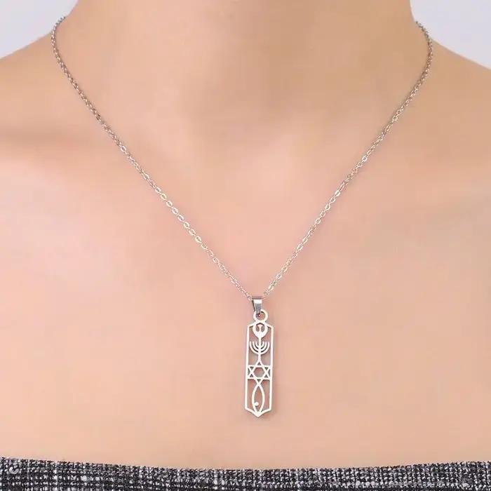 Collier messianique en acier inoxydable avec étoile de David, menorah et poisson pour homme et femme, cadeau idéal pour les occasions spéciales