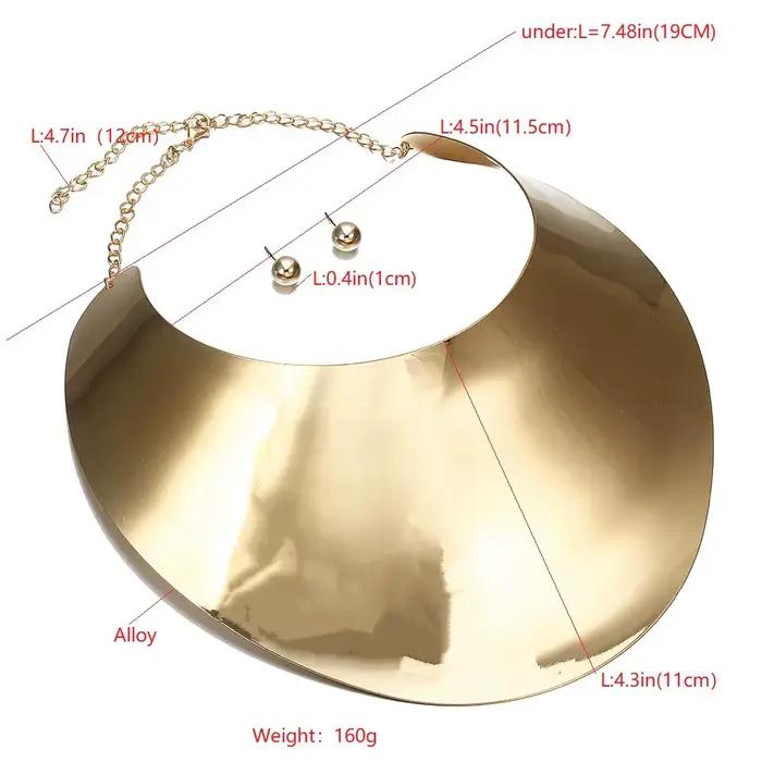 VEFFLY-Grand Collier Ras du Cou Africain pour Femme, Boucles d'Oreilles Rondes, Bijoux de Mariage, ixà Domicile, Voyage