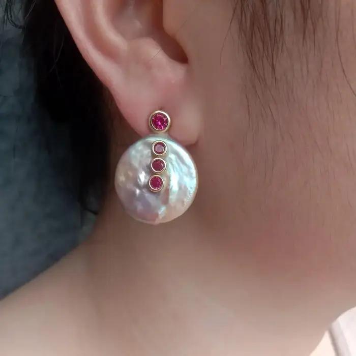 Y · YING-Boucles d'oreilles Big Pearl Stud pour femme