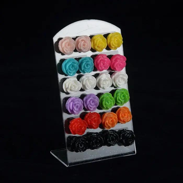 Boucles d'Oreilles Multicolores en Acrylique avec Motifs Floraux pour Femmes et Filles Occasions Spéciales Tendances Romantiques