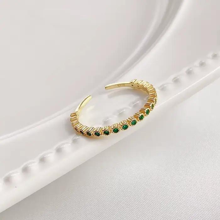 Bague en argent Sterling 925 et Zircon vert pour femme, breloque de personnalité, Style Simple, cade