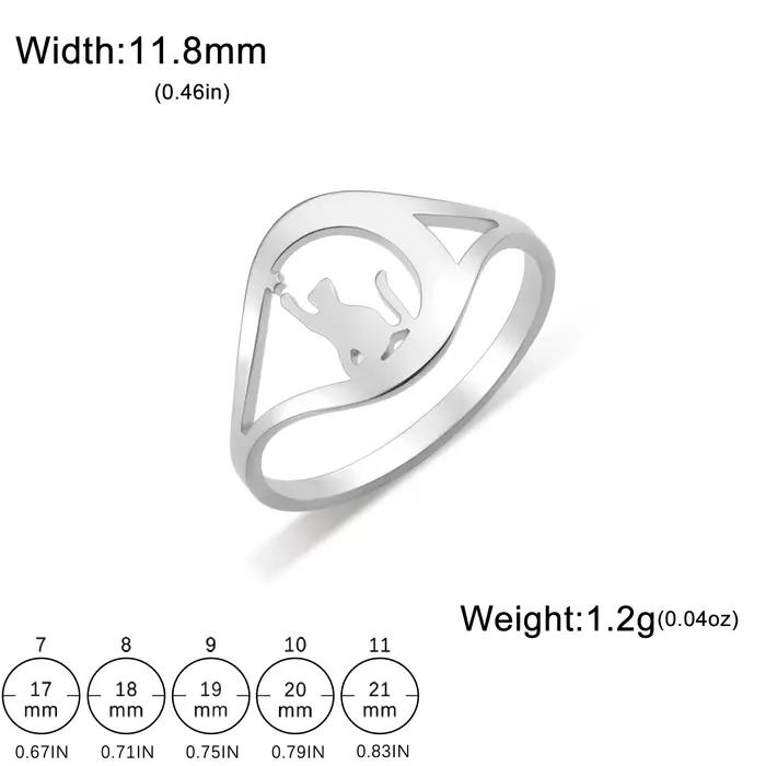 COOLTIME Bague étoile chat chaton pour femme et homme, acier inoxydable, animal de compagnie, bijoux