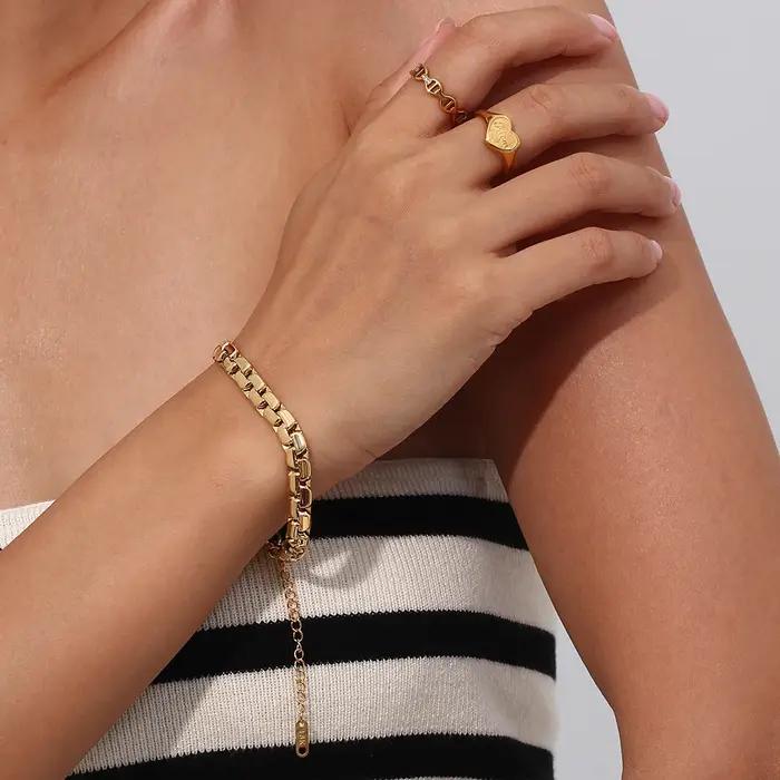 E.B.belle-Ensemble de bijoux en acier inoxydable plaqué or 18 carats