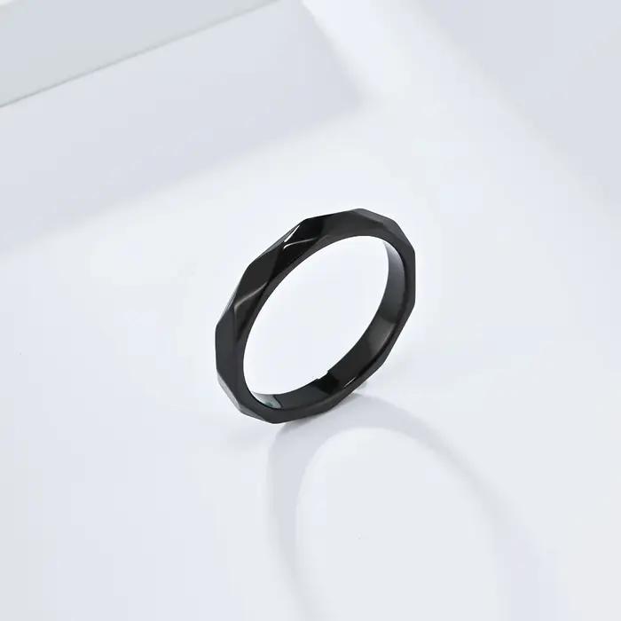 Bague plaquée or 18 carats en acier inoxydable coupe diamant pour femme mariage carnavals occasions spéciales style preppy minimaliste coréen
