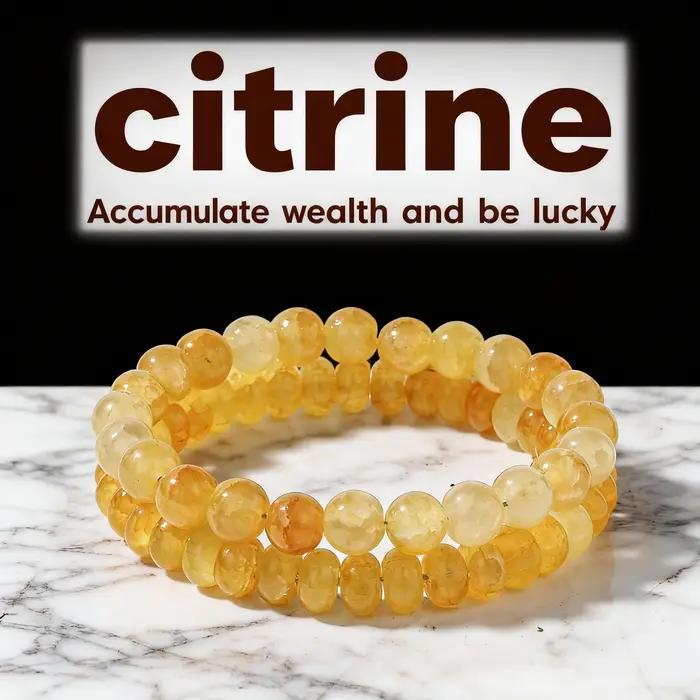 Mode automne joyas bijoux jaune citrine cristal brazaletes argent feng shui pierre perles bracelets pour femme hommes