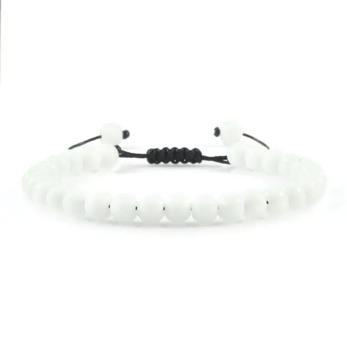 Bracelet de perles fait à la main 4 6 8mm pierre naturelle brillant noir Onyx
