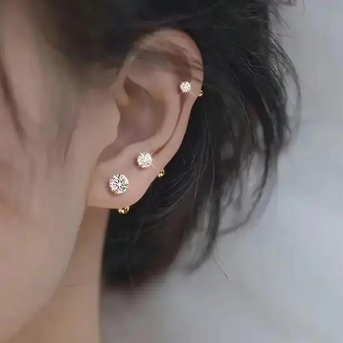 3 paires de boucles d'oreilles rondes classiques en zircone pour femmes