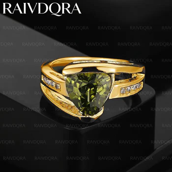 Bague en Zircon vert plaqué or 18 carats pour femmes