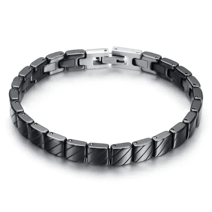 Bracelet en céramique patchwork noir et blanc pour femmes