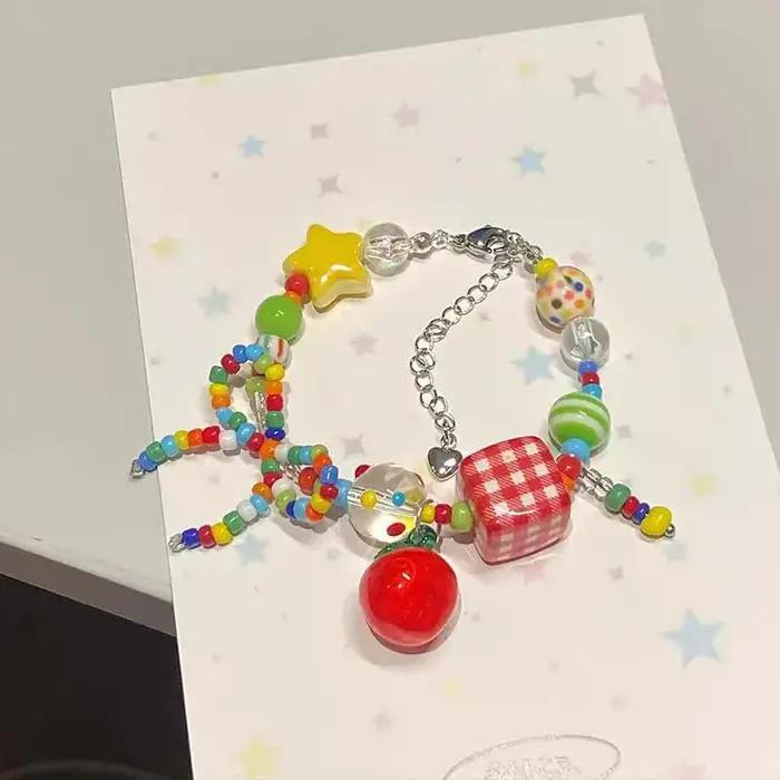 Collier ras du cou avec nœud de fruits de dessin animé Harajuku