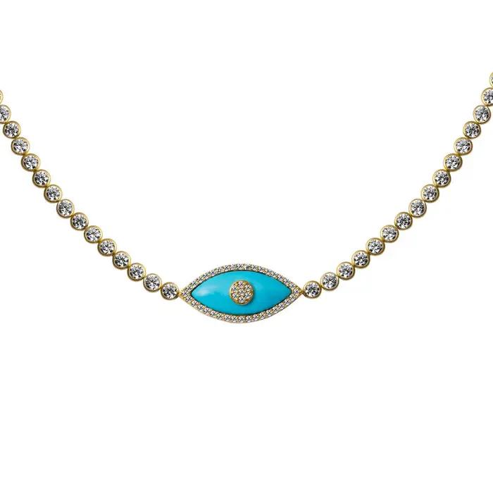 Collier de clavicule en biscuits de luxe, tour de cou Goth, opale mauvais œil, turquoise, Zcompresse