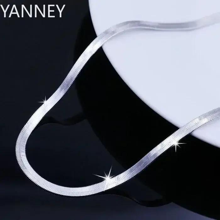 Collier chaîne à lame fine en argent Sterling 925, 4MM, pour femmes et hommes, bijoux de luxe pour f