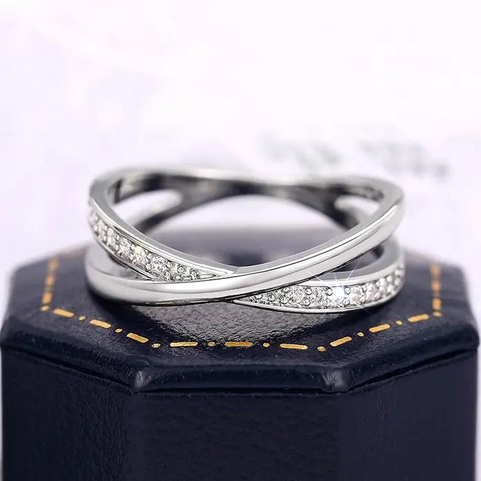 Huretailers-Bague en argent avec croix pour femme