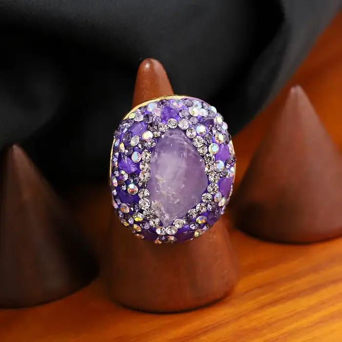 Bague Élégante en Améthyste et Zirconium pour Occasions Spéciales Style Étoile Femme