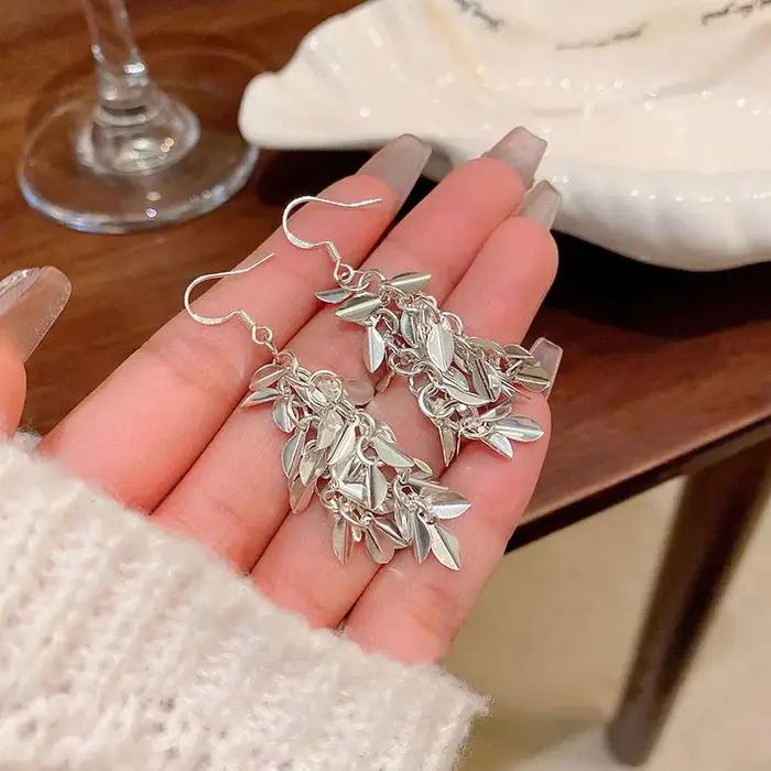 2025 tendance géométrie losange boucles d'oreilles pour femmes mode or argent couleur longs glands b