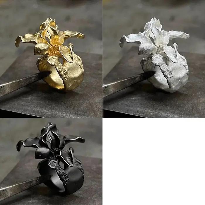 Bague Lris Ring Style Vintage pour Femmes Cadeau Idéal pour Soirées et Occasions Spéciales Blanc Jaune Multicolore Noir Redimensionnable