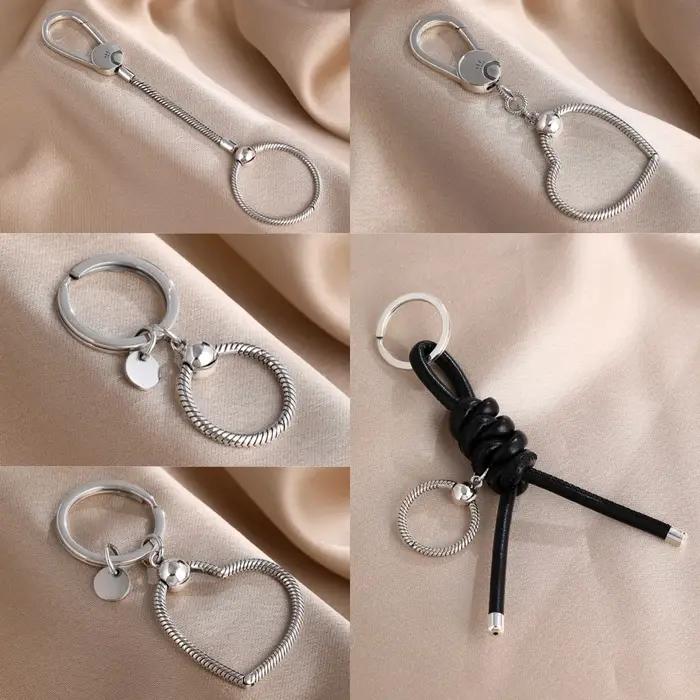 Porte-clés en argent 925 serti de zirconium blanc élégant pour femmes occasions spéciales cadeau fantaisie