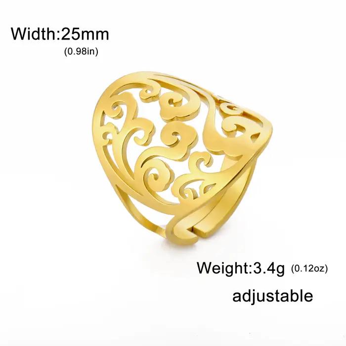Lucktune Bague à motif de fleurs en filigrane en acier inoxydable pour femme