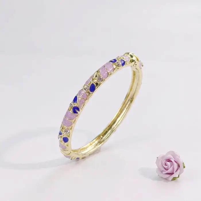 Nouveau bracelet cloisonné à motif floral, accessoire vintage pour qipao, nouveau style chinois, éma