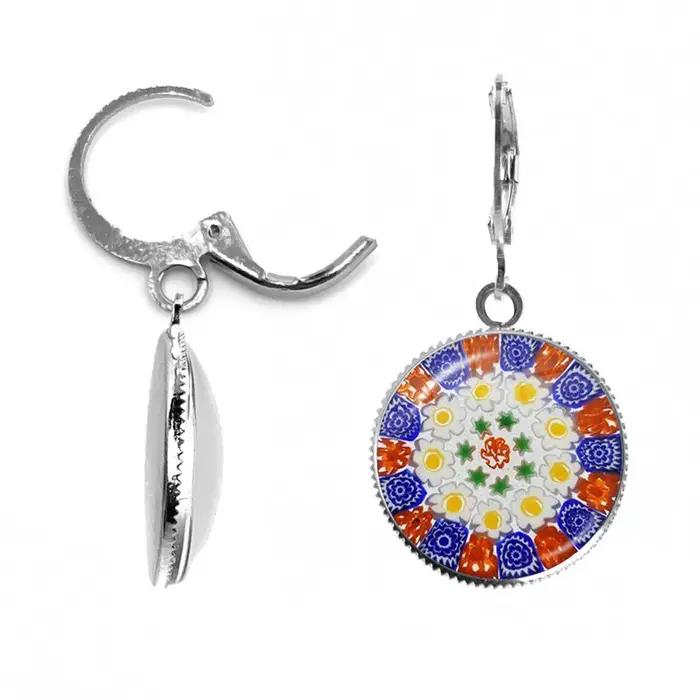 Boucles d'oreilles en forme de fleur de Murano Millefiori
