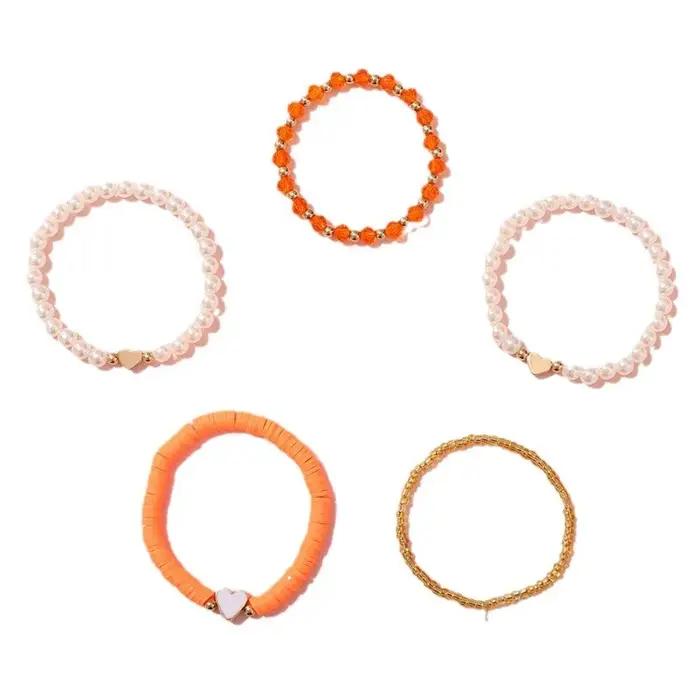 Lot de 5 bracelets perlés mignons pour filles – Fabriqués à la main avec des fausses