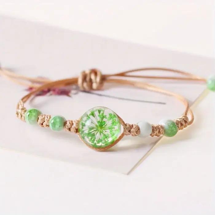 Bracelet en céramique bijoux fleur séchée herbe porte-bonheur étoile simple bracelet tissage femme cadeau pour copines et amis occasions spéciales