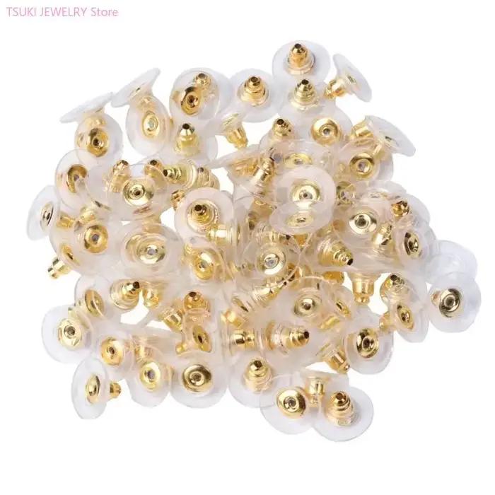 62KE 100 pièces boucle d'oreille hypoallergénique, pochette sécurité arrière avec accessoires tampon