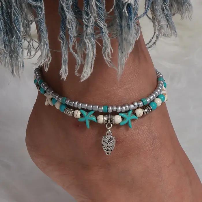 Bracelets de cheville bohème colorés en perles faites à la main pour femmes, Bracelet de plage d'été, chaîne de pied et de jambe, accessoires de bijoux pour filles
